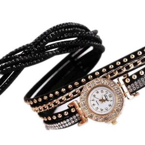 Ensemble De Montres-Bracelets Vintage &Agrave; Quartz Pour Femme, Bracelet Dor&eacute; &iquest; Noir &iquest; 2 Pi&egrave;ces - Neuf