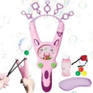 KAKYL-Bulles De Savon Pour Enfants,4 En 1 Baguette À Bulles Avec Jouet Lance-Pierre,Plateau,Bulle De Savon Pour Jeux Pour Enfants,Anniversaires,Cadeaux De Fête,Jeux De Plein Air,Pinata (Lapin) - Neuf