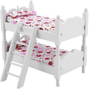 Poup&eacute;e lit superpos&eacute;,1:12 en bois enfants chambre mod&egrave;le jouets miniature meubles sc&egrave;ne accessoires Mini poup&eacute;e - Neuf