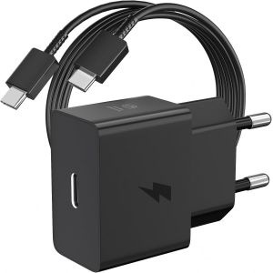 KALANKA-25W Chargeur Mini et C&acirc;ble 1 M&egrave;tre pour Galaxy A26 A16 A17 5G Samsung A35 A34 A55 A54 A53,Charge Super Rapide PD 25 Watt Type C C&acirc;ble et Adaptateur de chargeur USB C pour Galaxy S25 S24 FE Ta - Neuf