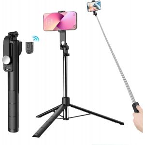 LORANKA-170CM Extensible Perche Trepied Smartphone, Perche &agrave; Selfie Bluetooth, Tr&eacute;pied pour T&eacute;l&eacute;phone avec T&eacute;l&eacute;commande D&eacute;tachable, pour Compatible avec iPhone/Samsung - Neuf