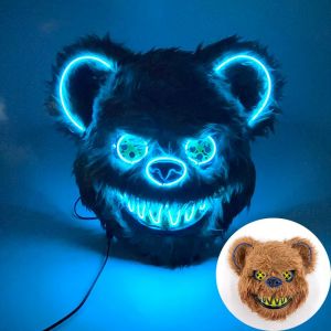 Masque D'ours En Fourrure Avec Oreilles Pour Halloween Cosplay Costume,Animal Effrayant,Esthétique,Lumineux,Led-A341444158 - Neuf