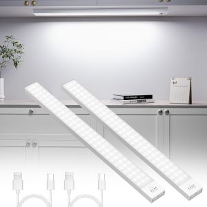 Lampe De Placard Lot De 2, 43cm Lampe Led Detecteur De Mouvement 5000k Usb Lampe De Placard Armoire 2500mah/2w Rechargeable Veilleuse Pour Escalier, Couloir, Cuisines, Garage, Salle De Bains - Neuf