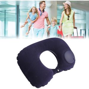 Pliable Et Gonflable Cou Oreiller En Forme De U Oreiller Gonflable, Gonflable Oreiller De Voyage, Ulm De Voyage Oreiller, Oreiller De Voyage Par Avion, Voiture, Train, Bus, Bureau (Bleu Foncé) - Neuf