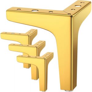 Ensemble De 4 Triangle En Métal Pieds De La Table - D'or 10 Cm, Capacité De Charge Jusqu'à 800kg, Moderne Triangle En Métal Pieds De La Table Pour Les Armoires, Canapés, Meubles De Pins Avec 20 Vis - Neuf
