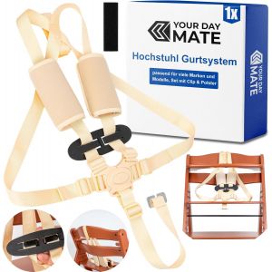 Yemaesre-Ceinture De Cha Haute Système 5 Points, 1 Set, Compatible Avec Hauck, Stokke Tripp Trapp, Roba, En Beige, Ceinture De Cha Haute Avec 2 X Coussinets De Ceinture Et 1 X Clip De Poitrine - Neuf