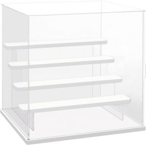 Vitrine Acrylique Transparente 3 Niveaux Petite Vitrine Pour Collection Vitrine Figurine Pour Pop Mart Labubu Vitrine Voiture Miniature Rangement Parfum (Grain De Bois, 31.5 X 18 X 25.5 Cm) - Neuf