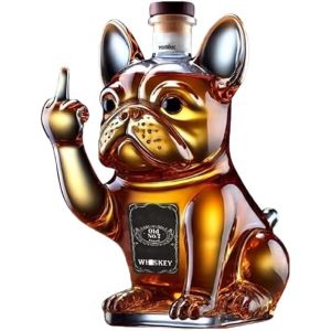 Bouteille De Whisky Amusante En Forme De Bouledogue Français, Carafe À Whisky 3d En Forme De Bouledogue Français Avec Doigt D'honneur, Verres À Whisky Gravés En Forme De Bouledogue Pour Hommes, Papa, - Neuf