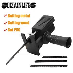 Adaptateur de scie électrique alternative portable Perceuse électrique sans fil Accessoire d'outil modifié avec lames de scie pour la coupe du bois et du métal - Neuf