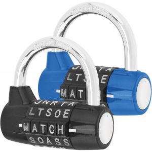 Cadenas &agrave; Code, Cadenas &agrave; Combinaison de 5 lettres, Cadenas Casier, Manille de 7mm pour les casier de l'&eacute;cole, de gym, les portes, les valises, les cabanes (1, Noir) - Neuf