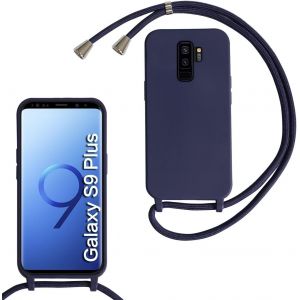 Kal-Coquepoursamsunggalaxys9plusaveccordondecollier,Coqueaveccordonétuisiliconetpuhousse,Collierréglabletéléphoneportablelanyardcasesamsunggalaxys9plus,Bleu - Neuf