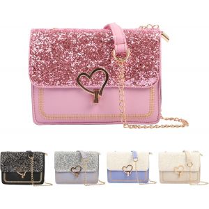 RFCBC-Sac à bandoulière pour femme, petite rose, sac de téléphone, sac à bandoulière fille avec chaîne d'épaule pour l'école usage quotidien - Neuf