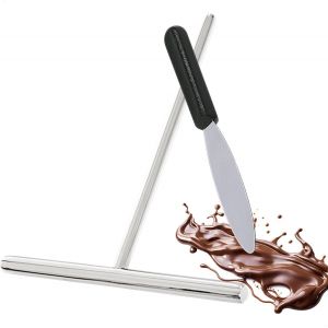Asfasfq-Kerafactum Set De Cuisine Avec Répartiteur De Pâte En Acier Inoxydable Et Couteau À Tartiner, Accessoires Pour Le Petit-Déjeuner Et La Pâtisserie, Idéal Pour Les Crêpes, Le Fromage Frais Et L - Neuf