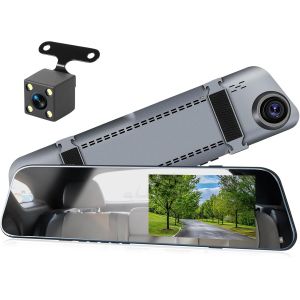 JGD-Mirror Dash Cam 4,7 Pouces 720P Vue Avant et arri&egrave;re Double cam&eacute;ras - Super Vision Nocturne/Enregistrement en Boucle/Compensation d&iquest;Exposition - cam&eacute;ra de recul pour Voitures - Neuf