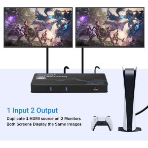 8K@60 Hz 4K@120 Hz R&eacute;partiteur Hdmi 1 Entr&eacute;e 2 Sorties Simultan&eacute;, 1X2 Splitter Hdmi 2.1 Distributeur Audio Vid&eacute;o Avec Adaptateur Eu, Prise En Charge 3D, Edid, Hdcp 2.3[Z134] - Neuf