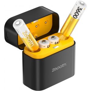 4 Piles Rechargeables AA Lithium-ION avec Chargeur 4 Chargeur,1,5V 3600 mWh Haute Capacit&eacute; Rechargeable AA Batteries, jusqu'&agrave; 2000+ Cycles - Neuf