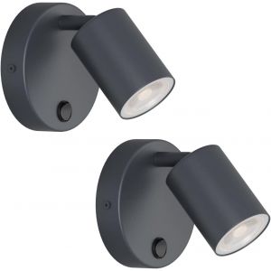 Ulteronixshop-Kligthten 2 Pcs Applique Murale Interieur, Gu10 Spot Mural, Lampe Murale Orientables Avec Bouton, Moderne Spot De Plafond Aluminium, Pour Chambre Salon Cuisine, Ampoule Non Incluse, Ant - Neuf