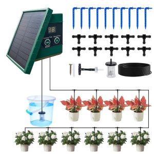 Kit Arrosage Automatique Solaire, Arrosage Goutte À Goutte Solaire Avec 10m Tuyau Arrosage, Arrosage Automatique Pour Jardin Balcon Goute A Goute Arrosage Exterieur, Arrosage Automatique Interieur - Neuf