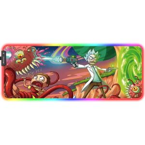 DDA-Tapis de souris de jeu Anime RGB XXL, 800 x 300 x 3 mm, sous-main LED avec base en caoutchouc antidérapant et bords cousus durables pour joueur personnalisé (80 x 30 mm) - Neuf
