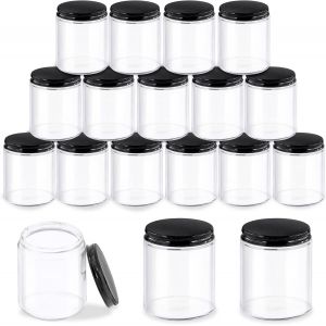 KAL-Lot De 8 Bocaux Ronds En Verre Transparent Avec Couvercle Intérieur Et Couvercles Noirs Pour Ranger Crèmes, Produits De Beauté, Cosmétiques Et Pommades 237 Ml - Neuf