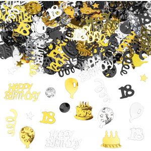 Confettis Anniversaire 1000 Pi&iquest;&iquest;ces, Confettis Deco Table Anniversaire 18 Ans Confettis Paillettes HAPPY BIRTHDAY Confettis pour Deco Table, Deco Anniversaire F&iquest;&ordm;te et Baby Shower Deco(Noir) - Neuf