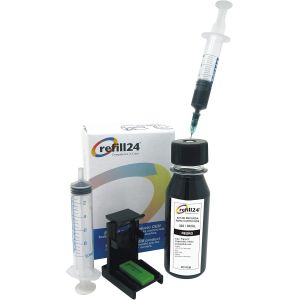 ERYI-Kit De Recharge Compatible Pour Cartouches D'Encre Hp 302, 302 Xl Noir Avec Clips Et Accessoires + 100 Ml D'Encre - Neuf