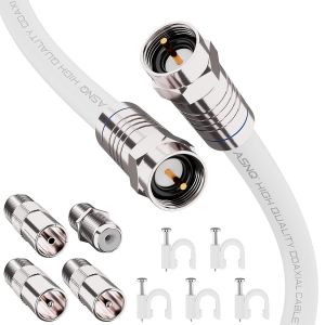 1m Lot de Cable Coaxial RG6 avec Connecteurs - qualité supérieure - Pour Internet, TV Numérique, Satellite, Antenne - Comprend 4 Coupleurs D'extension - Neuf