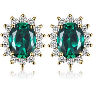Kal-Diana Princesse Kate Middleton Boucles D'oreilles Clous Naturelle Améthyste Péridot Grenat Citrine Topaze Femme, Argent 925/ Plaqué Or Rose/Or Jaune, Vintage Ensemble De Bijoux Cadeau - Neuf