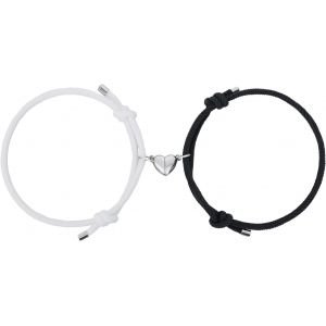 Kalsw-Lot De 2 Bracelets Magnétiques Assortis Pour Homme Et Femme,Motif Soleil Et Lune - Neuf