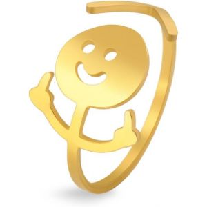Kahfl-Smiley Face Figurine Sign Language Anneaux Pour Femmes Hommes Bague Réglable Avec Ouverture En Acier Inoxydable Doigt Moyen Stickman Couple Anneaux - Neuf