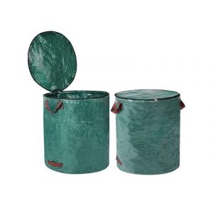 Lot de 2 sacs &agrave; d&eacute;chets de jardin de 80 gallons avec couvercle et poign&eacute;es pour le stockage des feuilles et des d&eacute;chets - Neuf