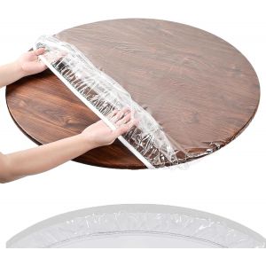 SJZG-Stfal Nappe Ronde Transparente, Film Anti-Graisse, Design Avec Bande &Eacute;lastique R&eacute;tractable (150Cm) - Neuf