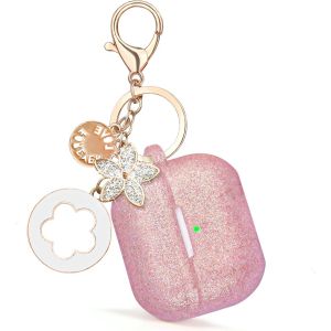 Coque pour Apple AirPods 4 AirPods 4 - En silicone - Anti-chute - Avec porte-cl&eacute;s &agrave; paillettes - Pour femme - 4&egrave;me g&eacute;n&eacute;ration - Neuf