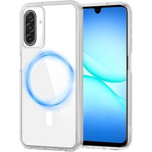 JGD-Coque pour Samsung Galaxy A17 Magn&eacute;tique Compatible avec MagSafe Recharge sans Fil, &Eacute;tui Anti-jaunissement PC Dur Housse Arri&egrave;re Anti-Rayures + TPU Bumper Antichoc, Transparent - Neuf