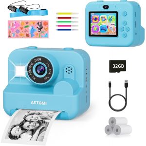 Appareil Photo Instantané,2.4"" Écran Appareil Photo Enfant avec Papier d'impression et Carte 32GB,Mode Selfie et Video,Cadeau Jouet pour Enfant Garçons Filles de 3-14 Ans(Bleu) - Neuf