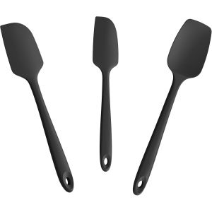 Lot De 3 Grattoirs &Agrave; Spatule En Silicone, R&eacute;sistants &Agrave; La Chaleur Jusqu'&agrave; 600 &deg;F, De Qualit&eacute; Alimentaire, Sans Bpa, Outils De Cuisson En Caoutchouc, Ensemble D'ustensiles Antiadh&eacute;sifs (Noir) - Neuf