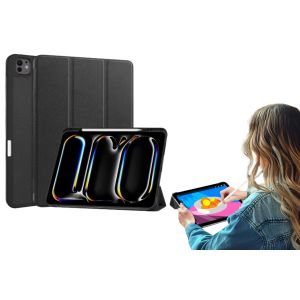 &Eacute;tui pour iPad Pro 13 pouces avec porte-crayon - &Eacute;tui &agrave; rabat antichoc - Noir - Neuf