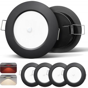 Subzonal-Lot De 4 Spot Led 12v Camping-Car, 2,5w Spot Encastrable 24v Avec Lumi&egrave;re Rouge, &Oslash;60-65mm D&eacute;couper Pour Remorque, Camion, Bateau, Cuisine, Caravane, Yacht, Armoire, Buffet, Vitrine, 3000k - Neuf