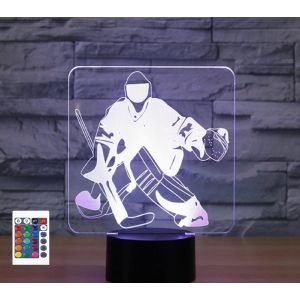 Lampe De Chevet 3D Pour Gardien De But De Hockey 16 Couleurs Illusion De Veilleuse En Acrylique Led Lampe De Chevet Pour Enfants Décoration De Bureau Cadeau D'Anniversaire Jouet Pour Enfants - Neuf