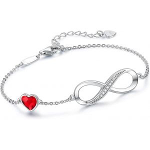 Eryi-Bracelet Infini Heart Pour Femme, Bracelet Infini Coeur, Infinity Bracelet Pour Femme, Bracelet Femme, Infini Bracelets, Avec Zircone Réglable Cadeau Pour L'anniversaire De Noël Saint Valentin - Neuf