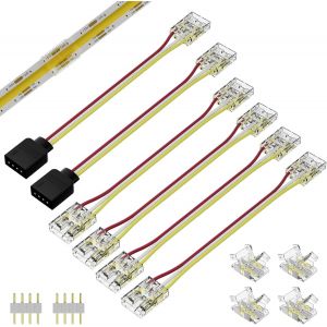 Cuiv-Connecteurs De Ruban Led Cct Cob 4 Broches 10 Mm,Connecteurs D'extension À Double Extrémité Réglables Cct Inclus,Connecteurs Intermédiaires Sans Espace Pour Srtips Led Cct 10 Mm (12 Pièces) - Neuf