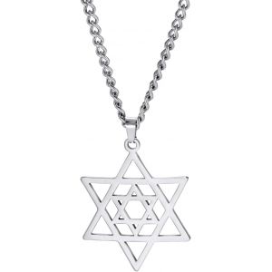 Kal-Colliers Etoile De David Pendentif Hexagramme En Acier Inoxydable Colliers Juifs Etoile De David Bijoux Juifs Pour Femmes Hommes - Neuf