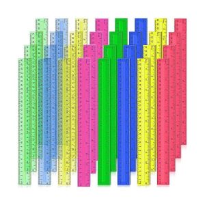 R&egrave;gles En Plastique De 12 Pouces,32 Pi&egrave;ces,Transparentes,Assorties,En Vrac - Neuf