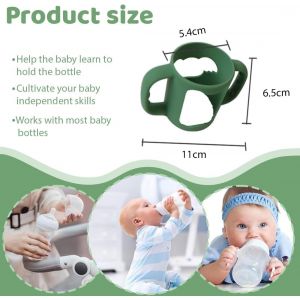 2 Pcs Baby Bottle Handle,Silicone Baby Bottle Holder,Soft Silicone Hand Free Bottle Holder,Wide Neck Baby Bottle Handles,Bpa Free Bottle Handles,Bottle Accessories,Easy To Hold - Neuf
