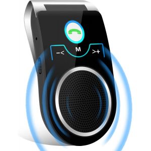 Kit Mains Libres pour Voiture Bluetooth 5.0, Haut-Parleur sans Fil Micro Int&eacute;gr&eacute;, Enceinte sans Fil avec R&eacute;duction de Bruit,Supporte Siri et Google Assistant pour T&eacute;l&eacute;phone 20Hrs de Conversation - Neuf