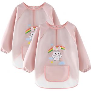 Loranka-Tablier Peinture Enfant 8-12 Ans, Blouse Peinture Imperm&eacute;able Avec Manches Longues Et Poches, Mat&eacute;riel Tpu S&ucirc;r Pour L'&eacute;cole, Activit&eacute;s, Cuisine, Coloriage, Nourrissage, Rose - Neuf