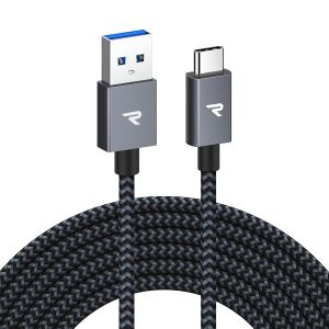 KALANKA-Cable USB C, Charge Rapide 3A USB3.0&QC3.0, Cable Chargeur USB C Cable Nylon Tress&eacute; Compatible avec iPhone 17 Pro Max Air 16/15, SamsungS22/S21/S20/S10, Xiaomi, Sony-Gris Sid&eacute;ral/3M - Neuf