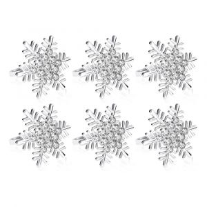 Set de 6 ronds de serviette de noël argenté avec flocon de neige pour la table de noël: mariage, Noël, thanksgiving, et de la maison de la cuisson. - Neuf