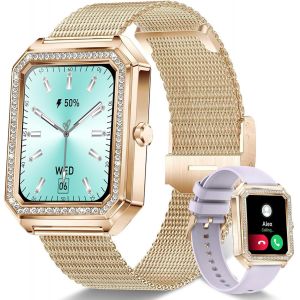 Montre Connect&eacute;e Femme Bluetooth Appels pour Android iOS Sport Fitness Activity Tracker Montre Femme Connect&eacute;e 1,59"" HD Fr&eacute;quence Cardiaque Sommeil Moniteur El&eacute;gant Diamond Rose Or Smartwatch - Neuf