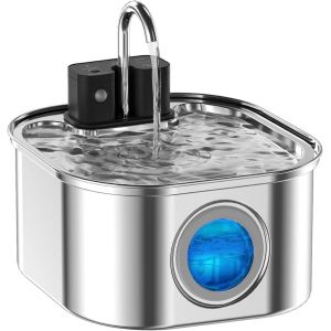 Fontaine A Eau Chat Sans Fil: 3.2l Fontaine À Eau Pour Chat En Acier Inoxydable, Avec Détecteur De Mouvement -Batterie 4000 Mah Avec Pompe Silencieuse Et Filtre À Charbon Actif - Neuf